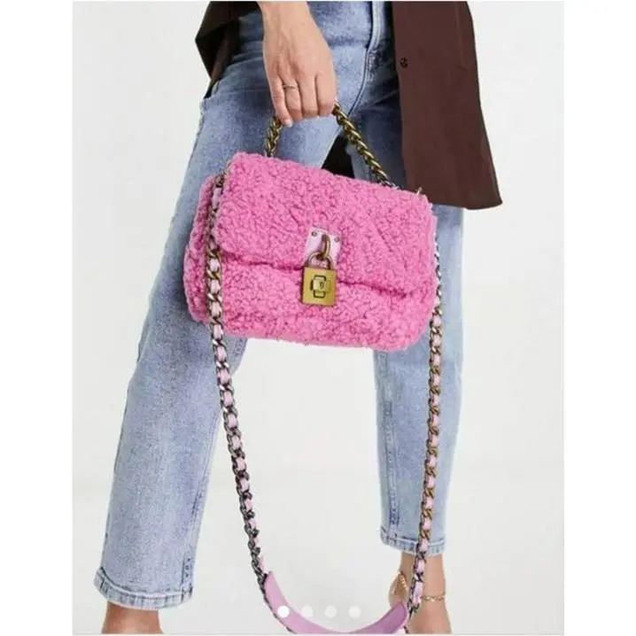 Steve Madden Bterra Pink Crossbody Bag Fur 2 Handles Handbag