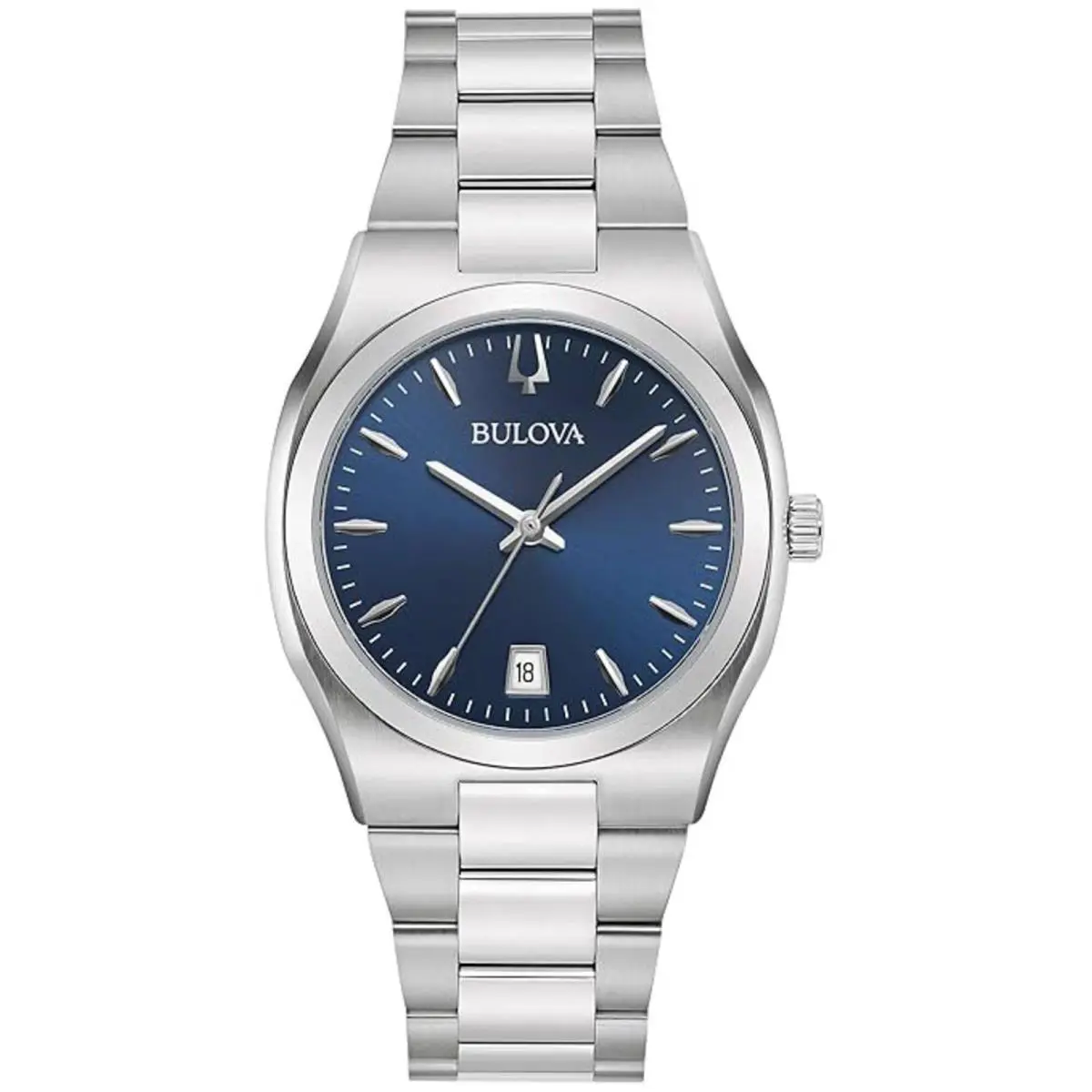Bulova Women`s Watch Classic Surveyor Blue Dial Silver Steel Bracelet 96M157 - Dial: Blue, Band: Silver, Bezel: Silver