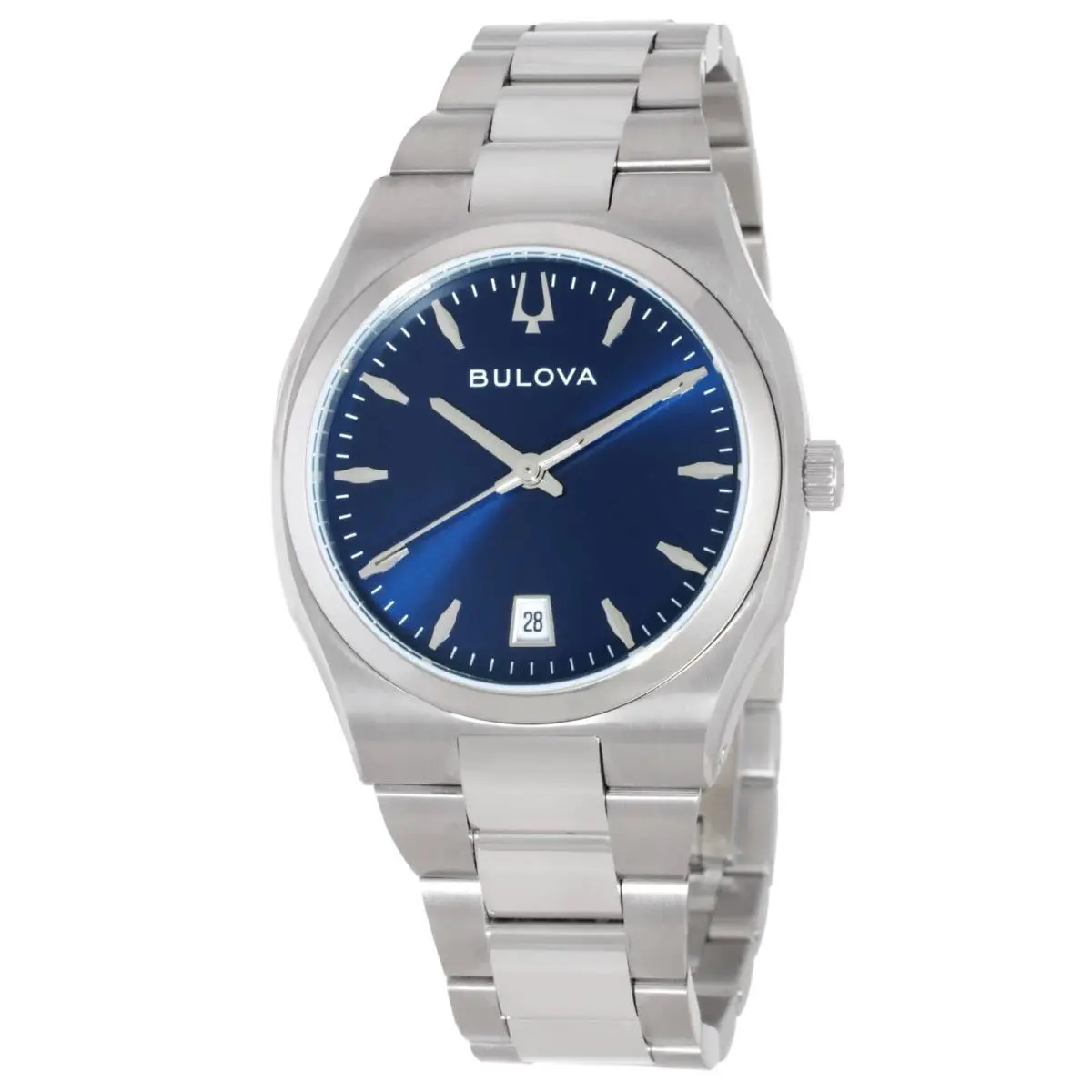 Bulova Classic Surveyor Quartz Blue Dial Ladies Watch 96M157 - Dial: Blue, Band: Silver-tone, Bezel: Silver-tone