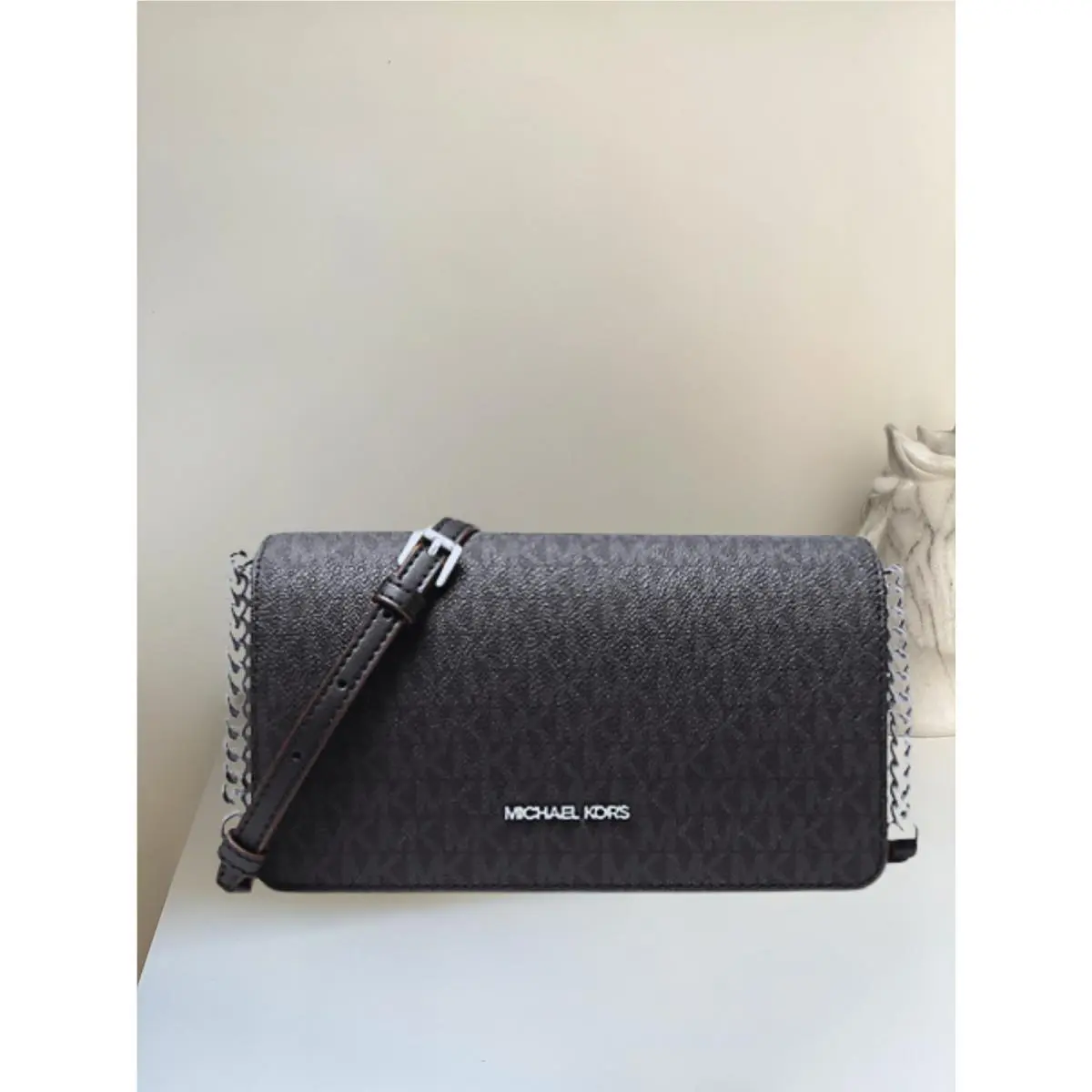 Michael Kors Jet Set Women Medium Signature Logo Chain Full Flap Crossbody Bag