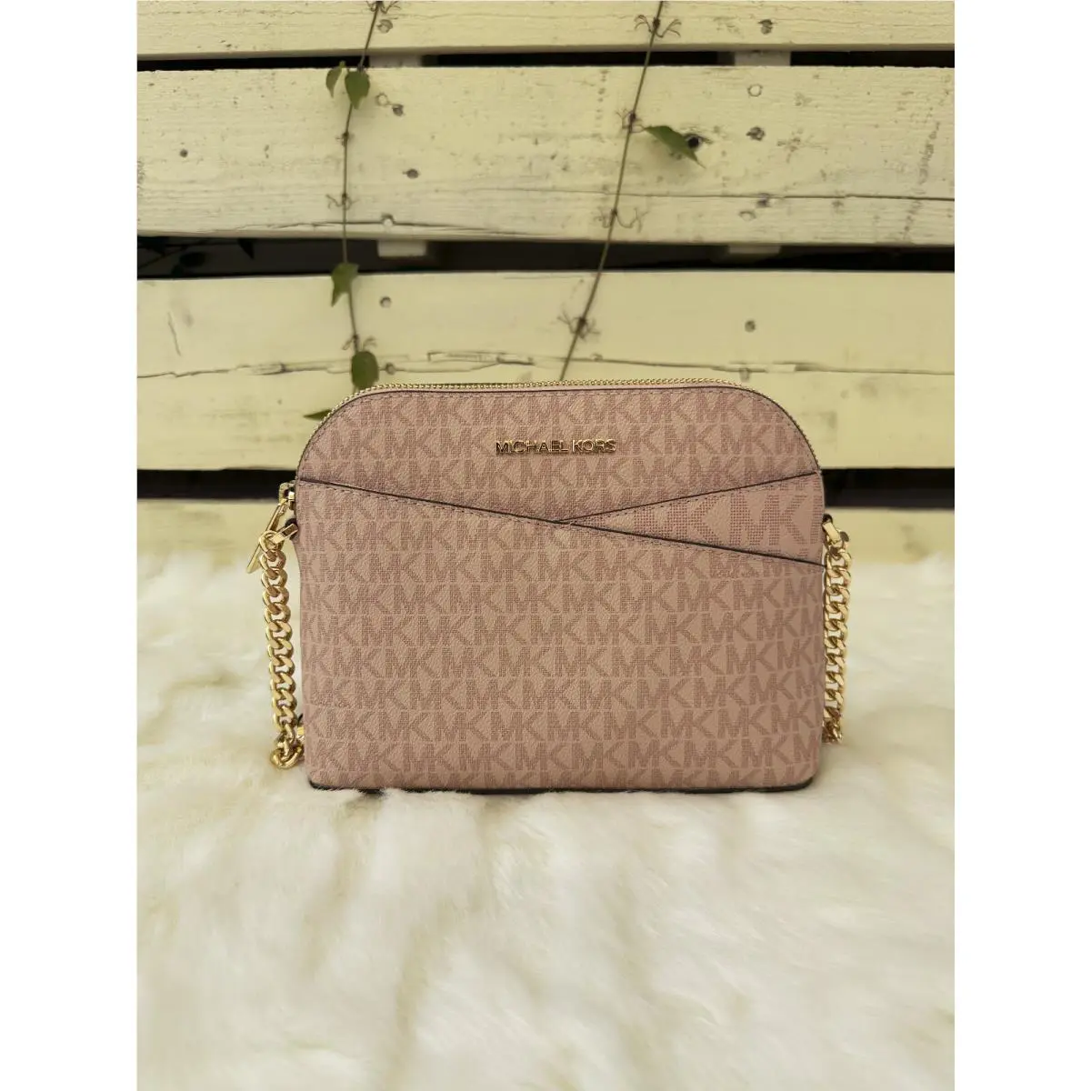 Jet Set Travel Medium Dome Crossbody Powder Blush Multi (Logo) by Michael Kors