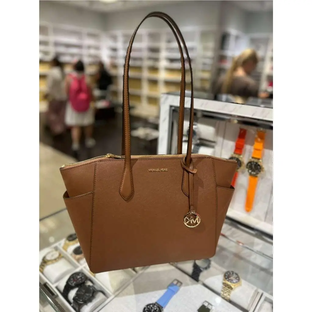 Marilyn Medium Logo Charm Shoulder Handbag Tote Bag Pvc or Leather LUGGAGE by Michael Kors