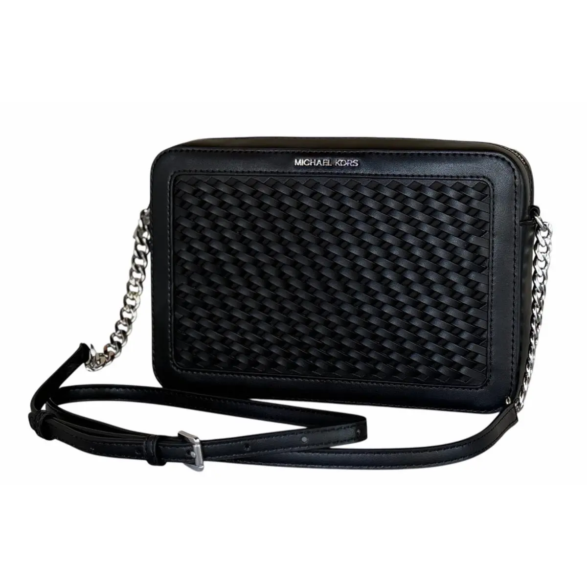 Michael Kors Jet Set Item East West Shoulder Crossbody Bag Woven Black