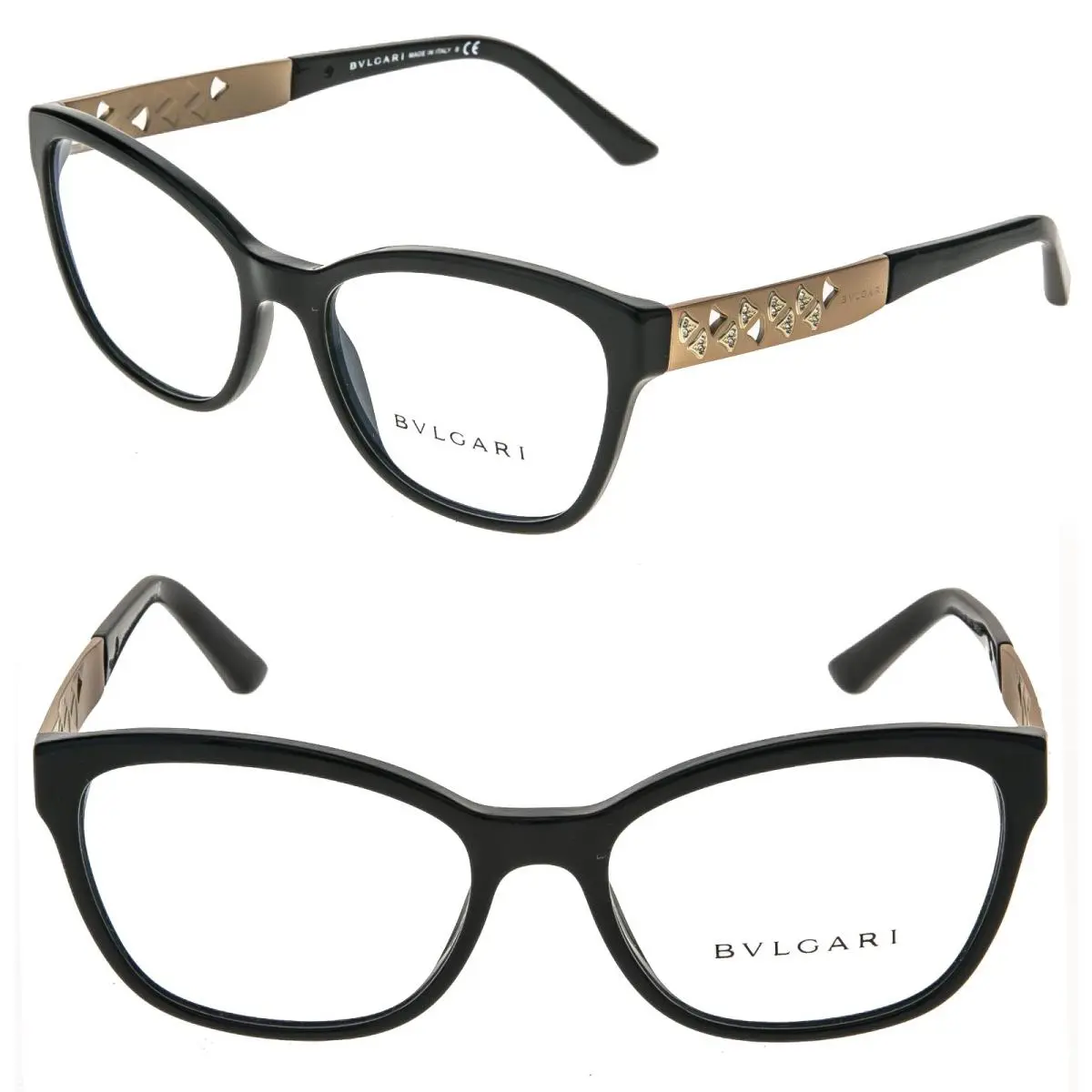 Bvlgari BV4153B Divas Dream Black Gold Crystal Fan Eyeglass Optical 4153 54mm - Frame: Black