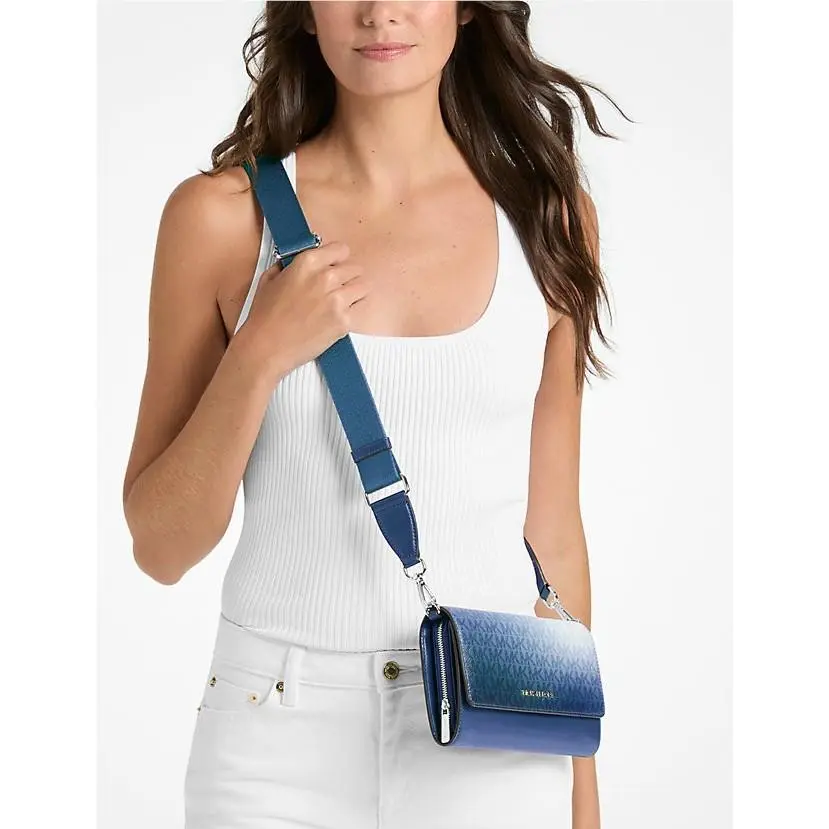 Jet Set Large Ombré Signature Logo Crossbody Bag Blue Galaxy by Michael Kors