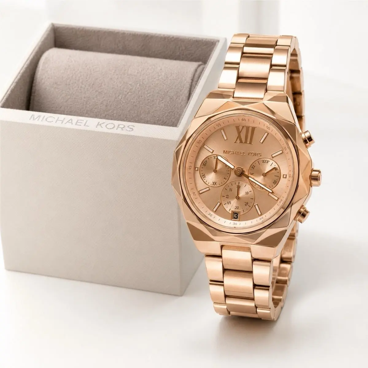 Michael Kors Raquel Chronograph Rose Gold Stainless Steel Women`s Watch MK4688