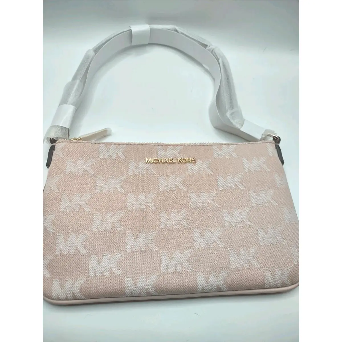 Michael Kors Jet Set Small Logo Convertible Wristlet Clutch Powder Blush Pink
