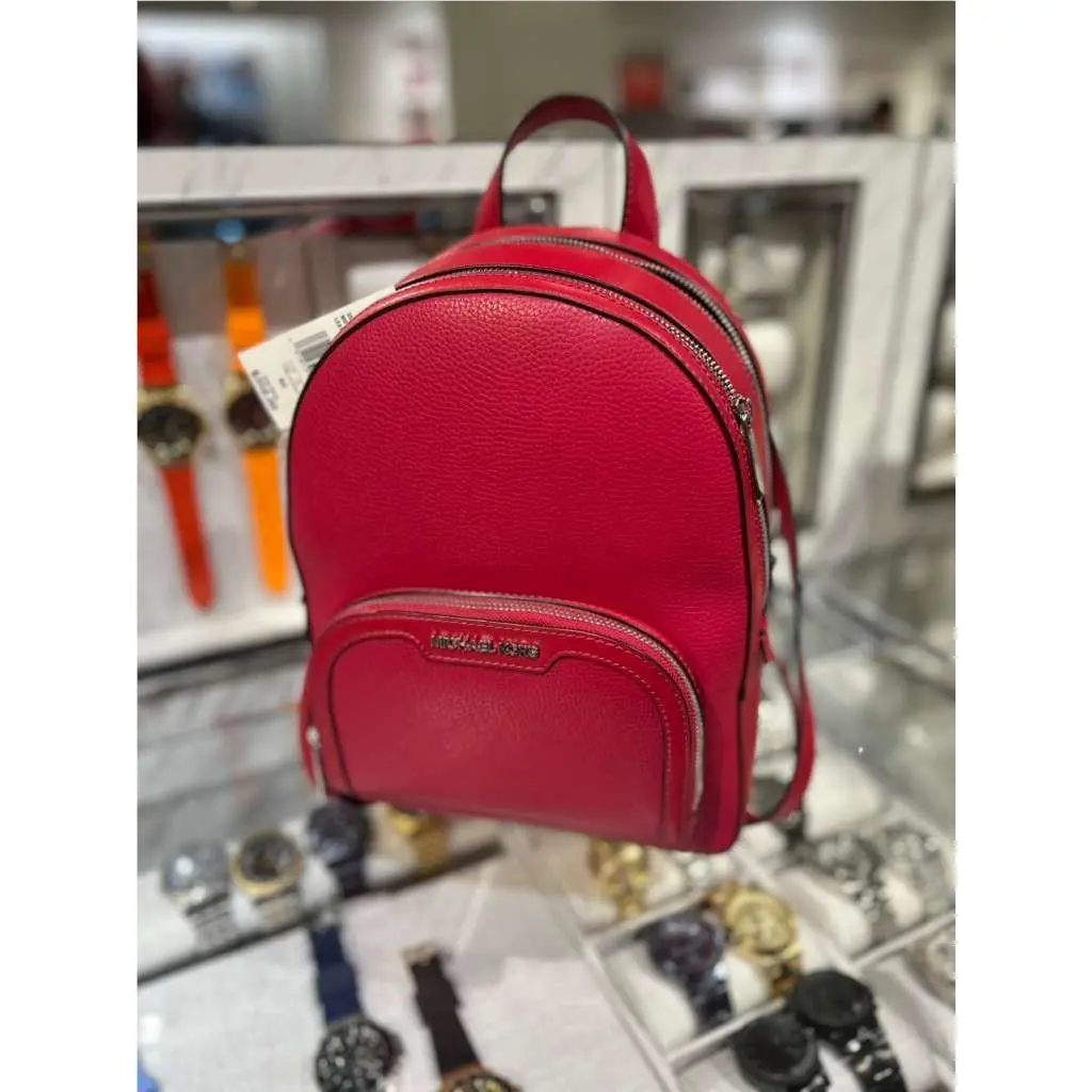 Michael Kors Jaycee Medium Leather School Backpack Bag Satchel Dark Raspberry MK