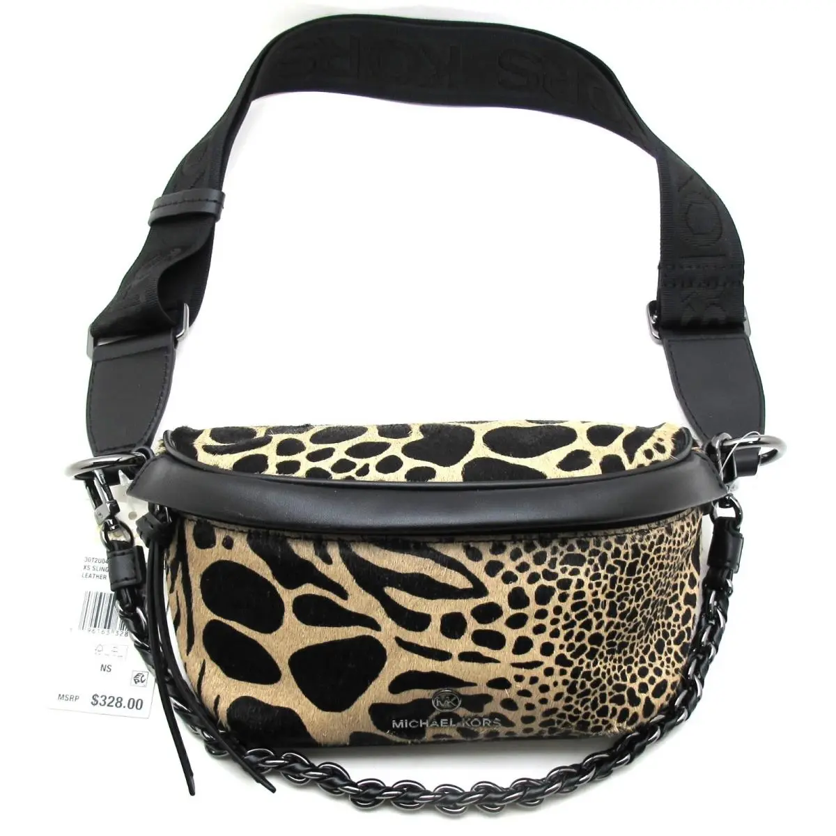 Michael Kors Slater XS Sling Fanny Belt Pack Messenger Hair Calf Black/camel