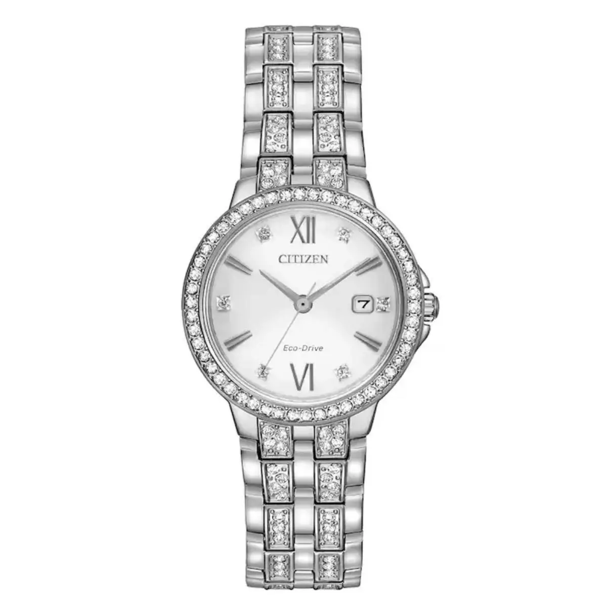 Citizen Women`s Watch Silhouette Crystal White Dial Silver Steel EW2341-63A