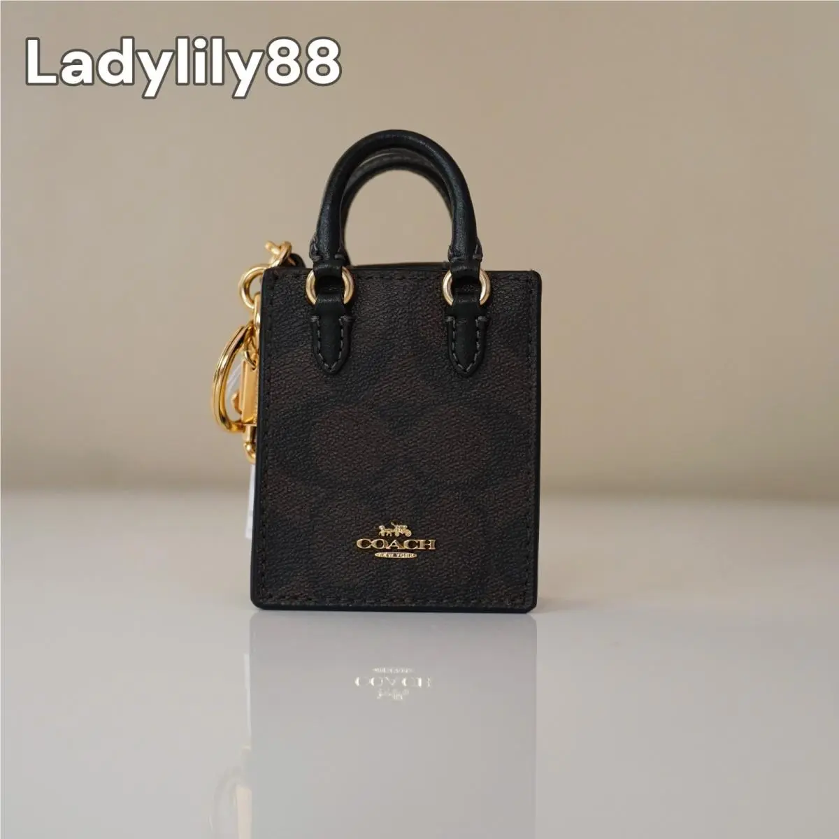Coach CU280 CU281 CX069 North/south Mini Tote Bag Charm In Signature Canvas