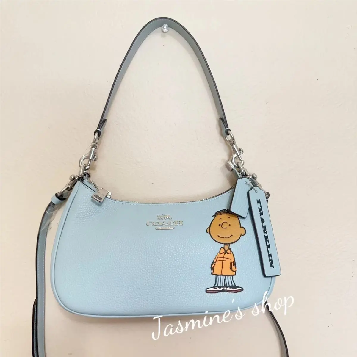 Xpeanuts Teri Shoulder Bag with Snoopy CBJ88/with Franklin CBJ80 CBJ80/ Franklin/light blue by Coach