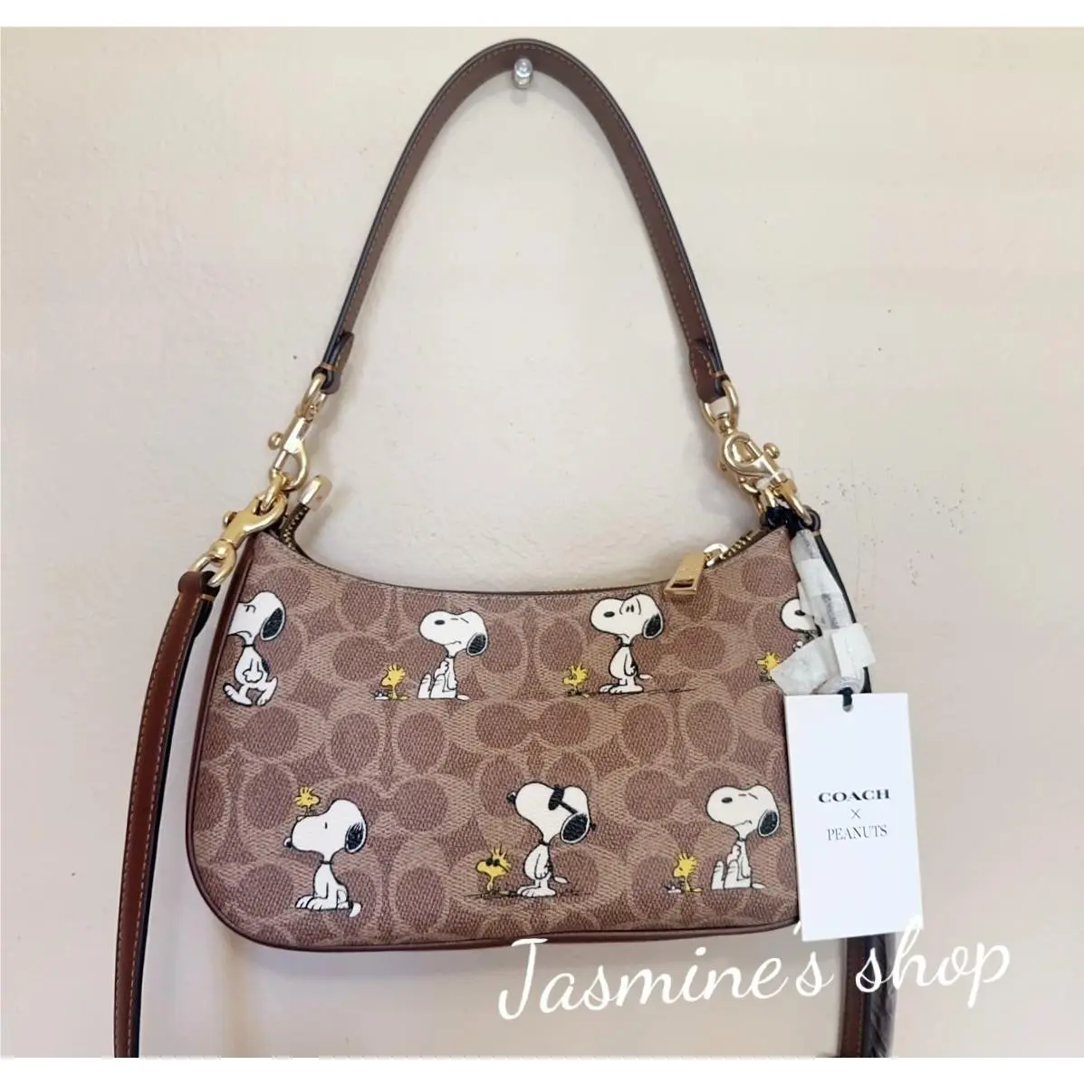 Xpeanuts Teri Shoulder Bag with Snoopy CBJ88/with Franklin CBJ80 CBJ88/teri bag only /tan/brown multi by Coach