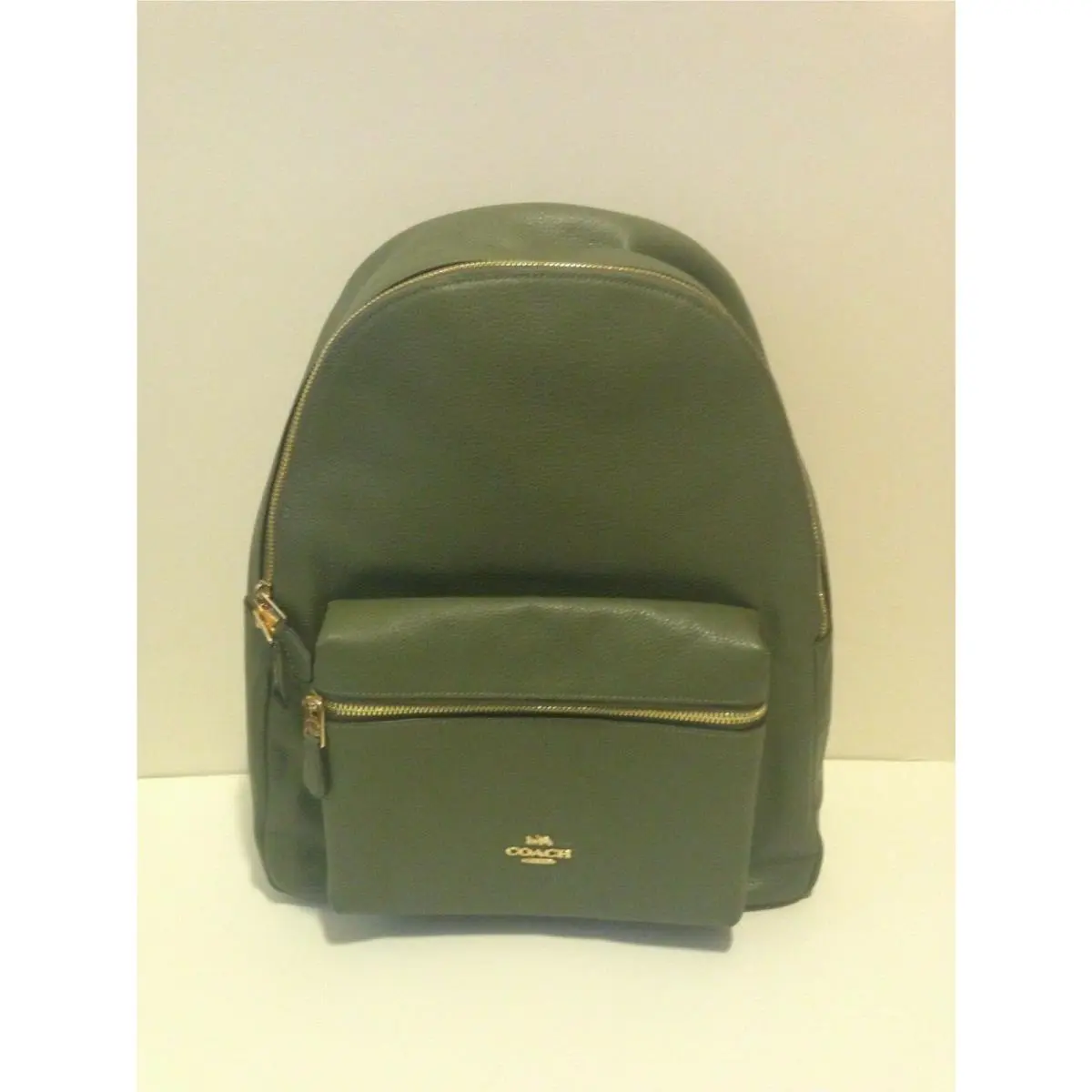 Leather Charlie Backpack Price Military Green by Coach