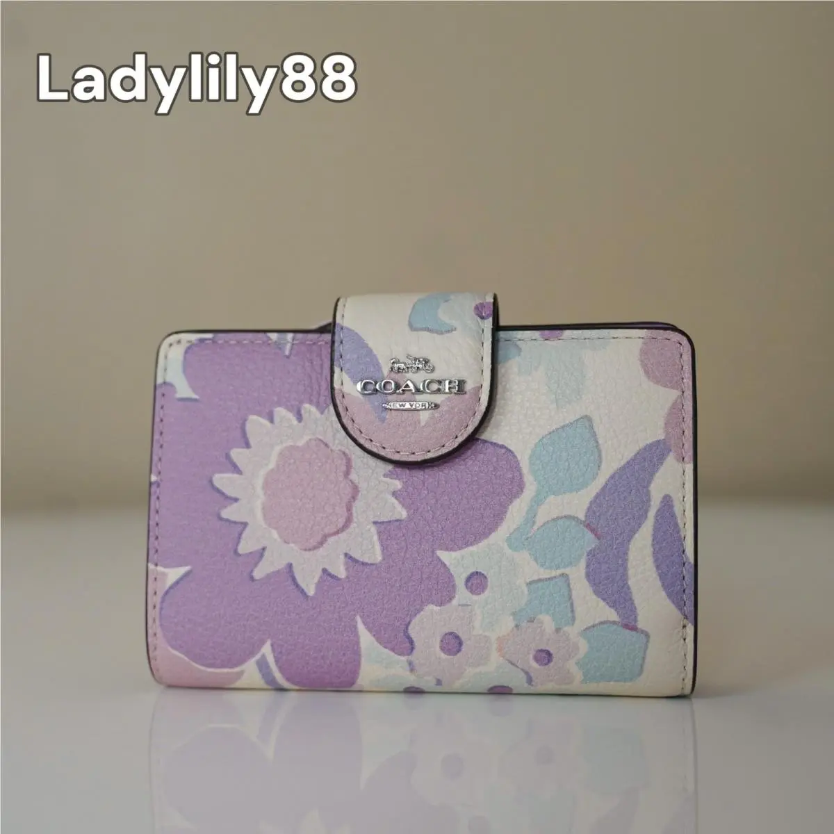 CW786 CAO99 CAP00 CBO30 CB031 Medium Corner Zip Wallet CBO31 Silver/Ivory Multi by Coach