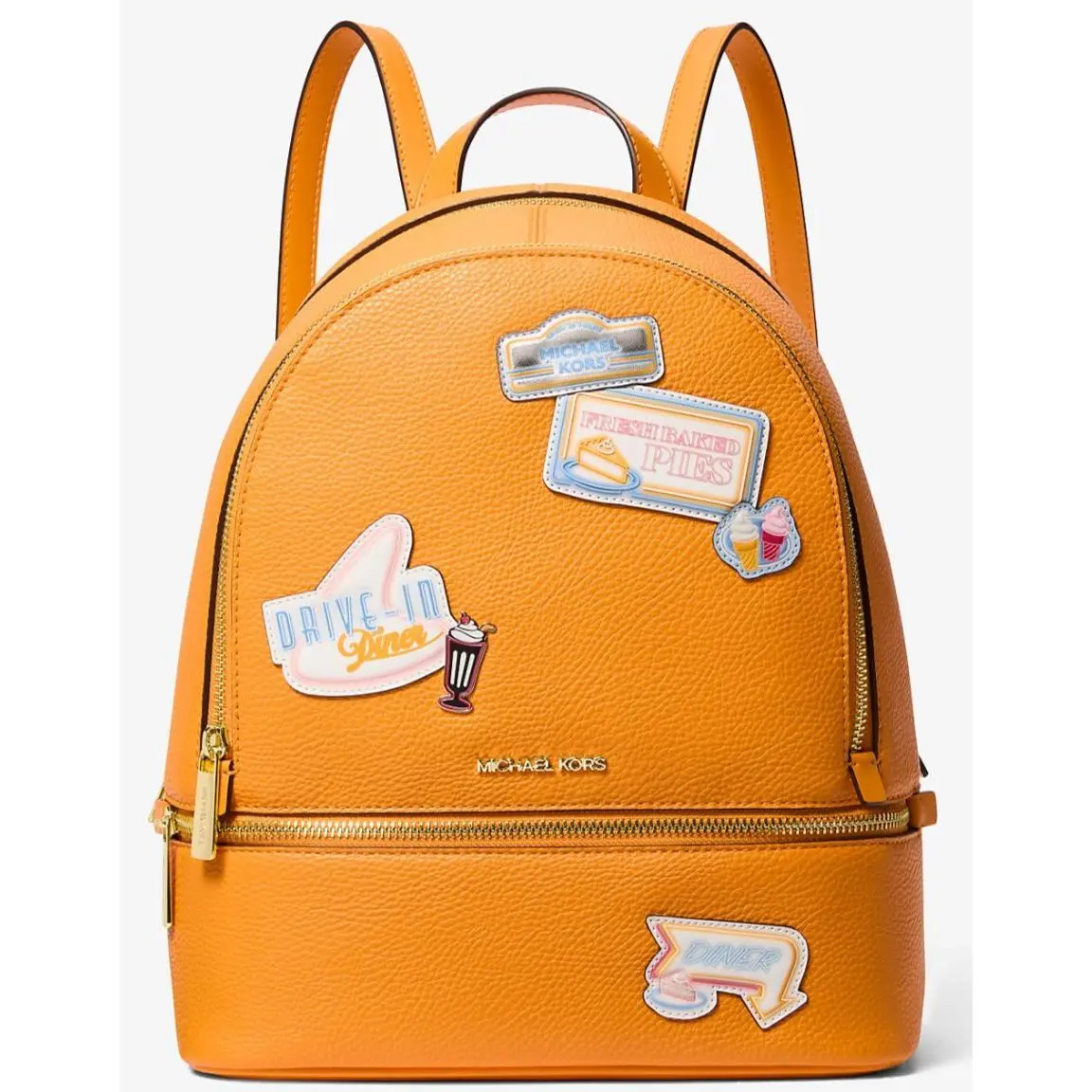 Michael Kors Rhea Medium Embellished Orange Leather Backpack 35T5GRAB2I