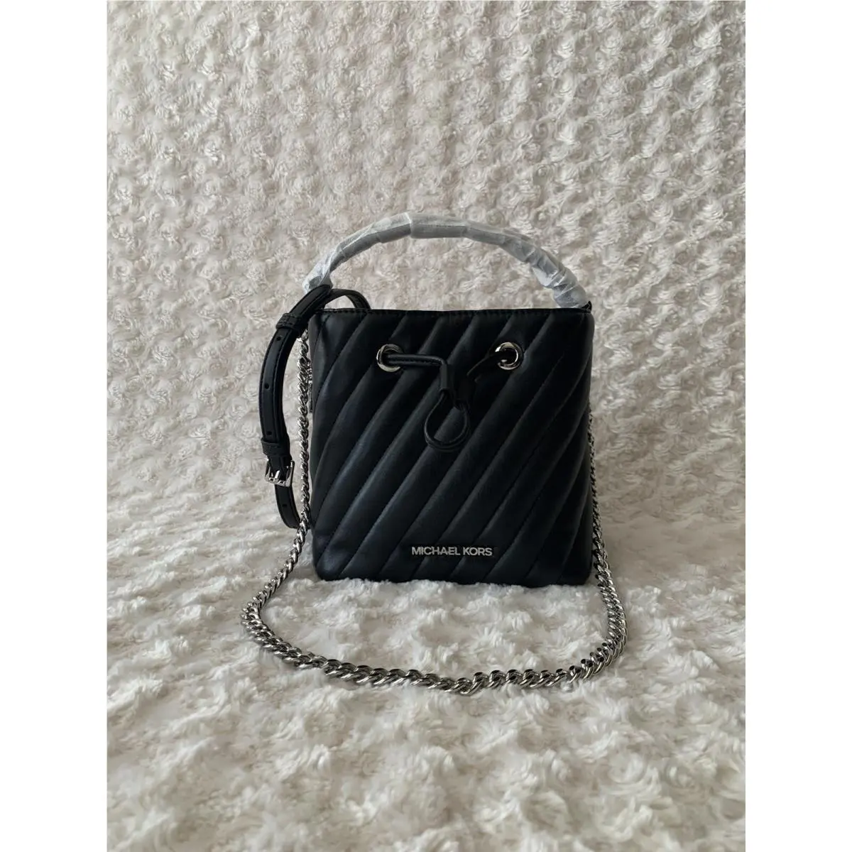 Michael Kors Suri Small Bucket Vegan Leather Crossbody - Black
