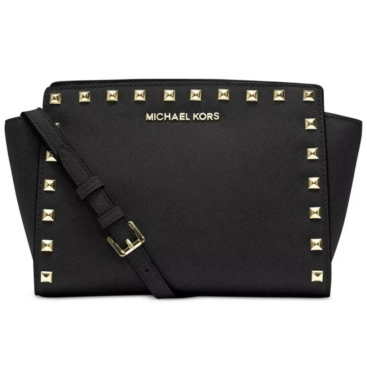 Mk Michael Kors Medium Selma Studded Leather Crossbody Bag Black