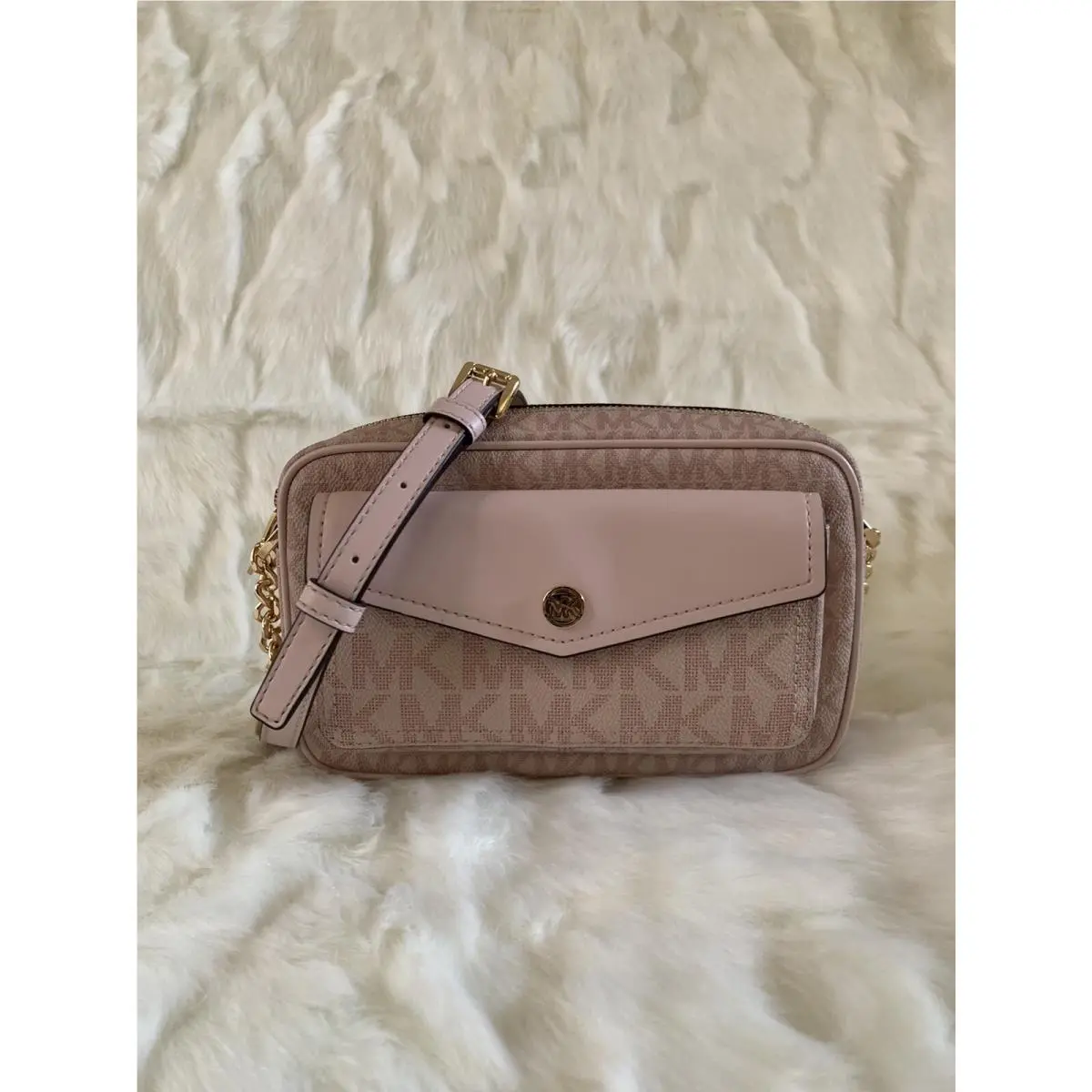 Michael Kors Jst Medium Pocket Camera Crossbody - Powder Blush Multi