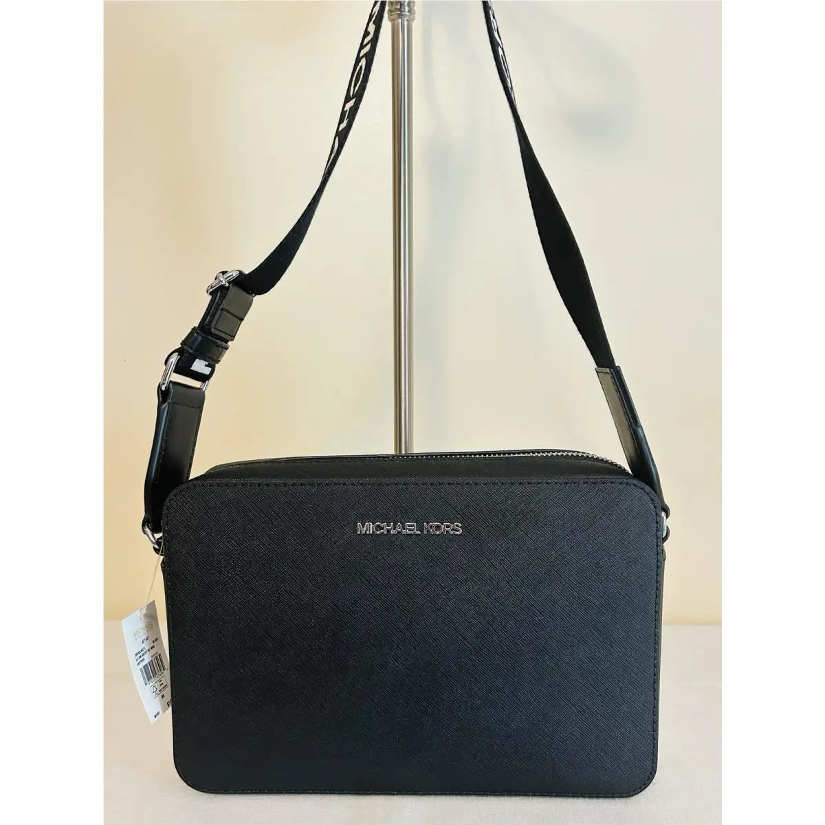 Michael Kors Black Jet Set Large EW Leather Crossbody with Wbg Bag Handbag