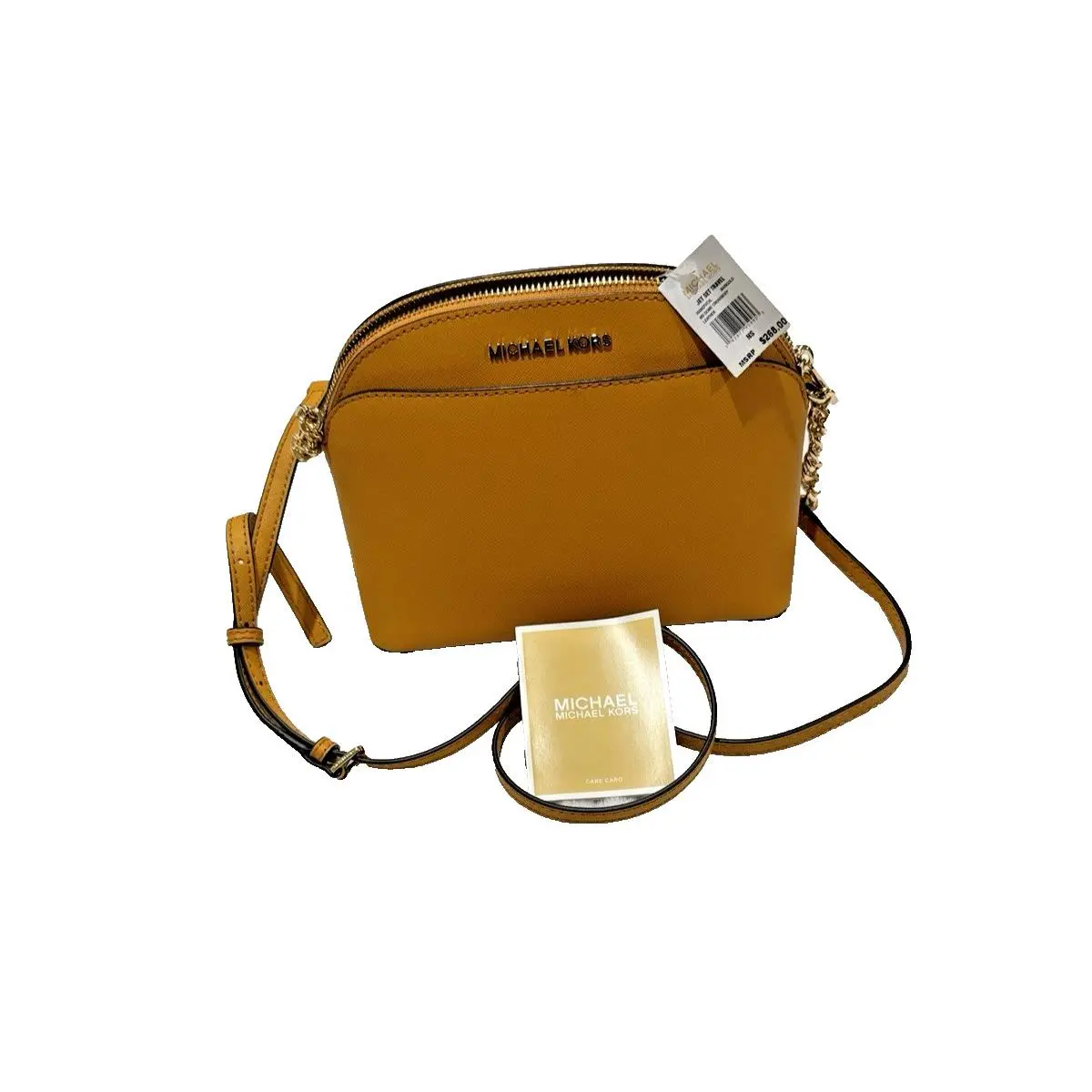 Michael Kors Jet Set Travel Mid Dome Crossbody Saffiano Leather Yellow