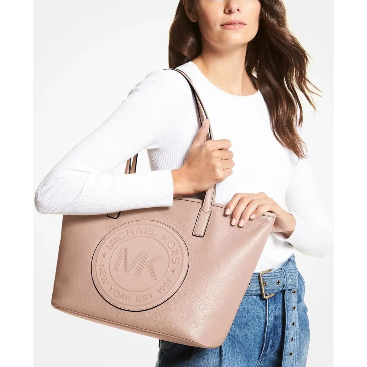 Michael Kors Fulton Sport Leather Tote Soft Pink Gold - Handle/Strap: Soft Pink, Hardware: Gold, Exterior: Soft Pink