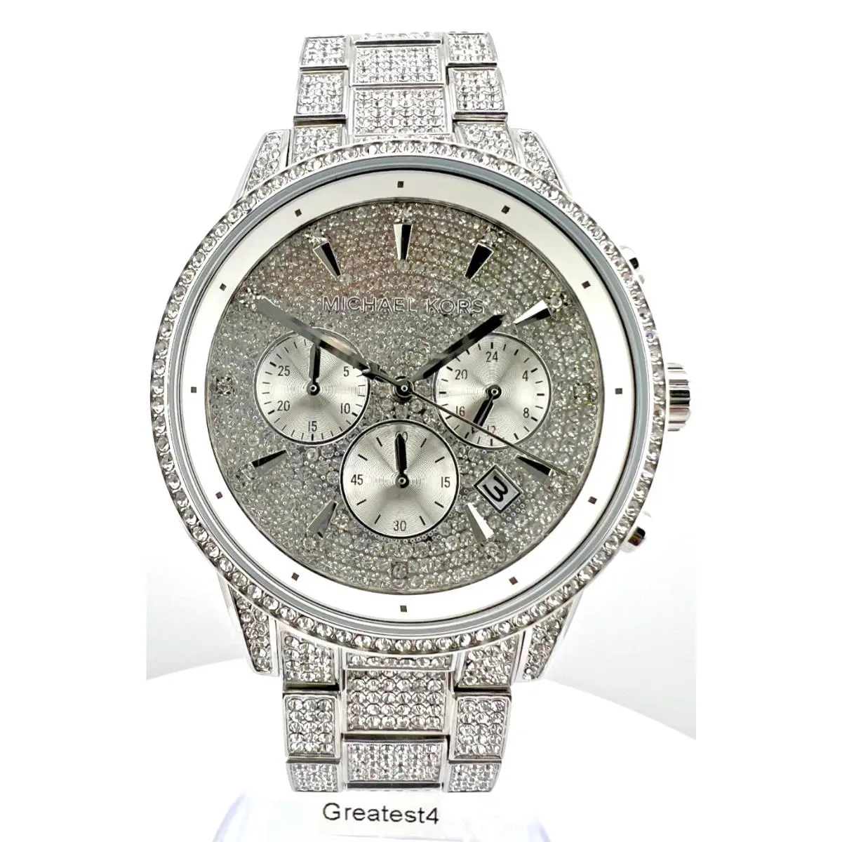 Ritz MK6746 Silvertone Pave Dial Bezel Braclet 41MM Unisex by Michael Kors
