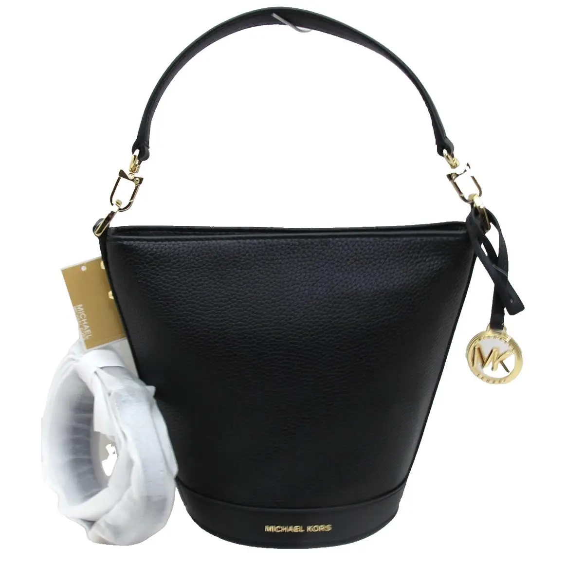 Michael Kors Townsend Leather SM Top Zip Convertible Bucket Crossbody Black