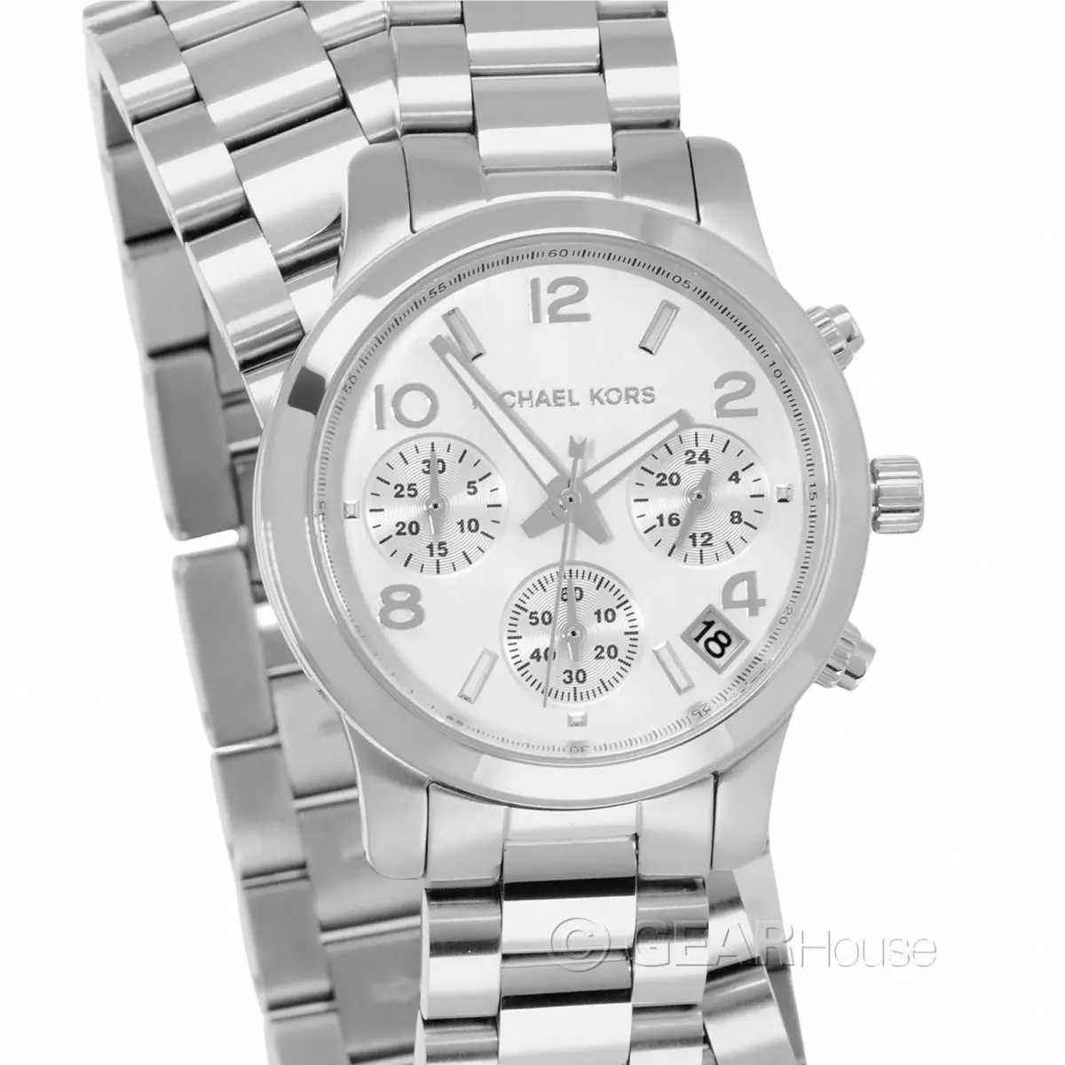 Michael Kors Runway Womens Double Wrap Chronograph Watch Stainless Steel Band