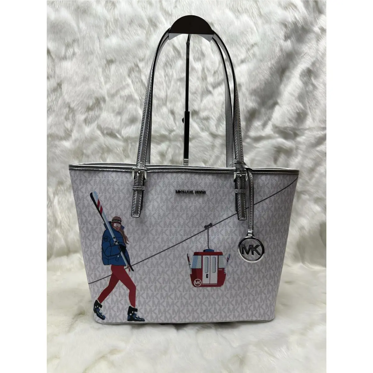 Michael Kors Jet Set Girls Jst Medium Carryall Tote - Bright White Multi