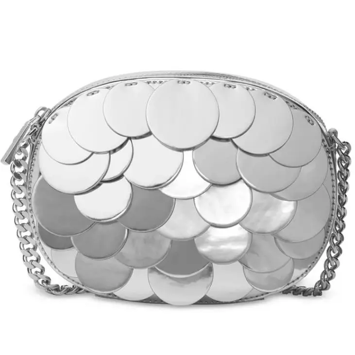 Michael Kors Sequins Ginny Messenger Bag Silver Floor Sample - Exterior: Silver