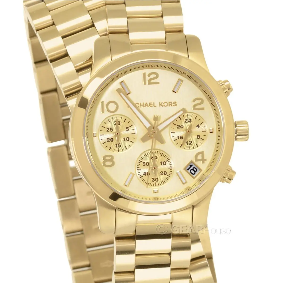 Michael Kors Womens Double Wrap Watch Chronograph Dial Gold Stainless Steel Band
