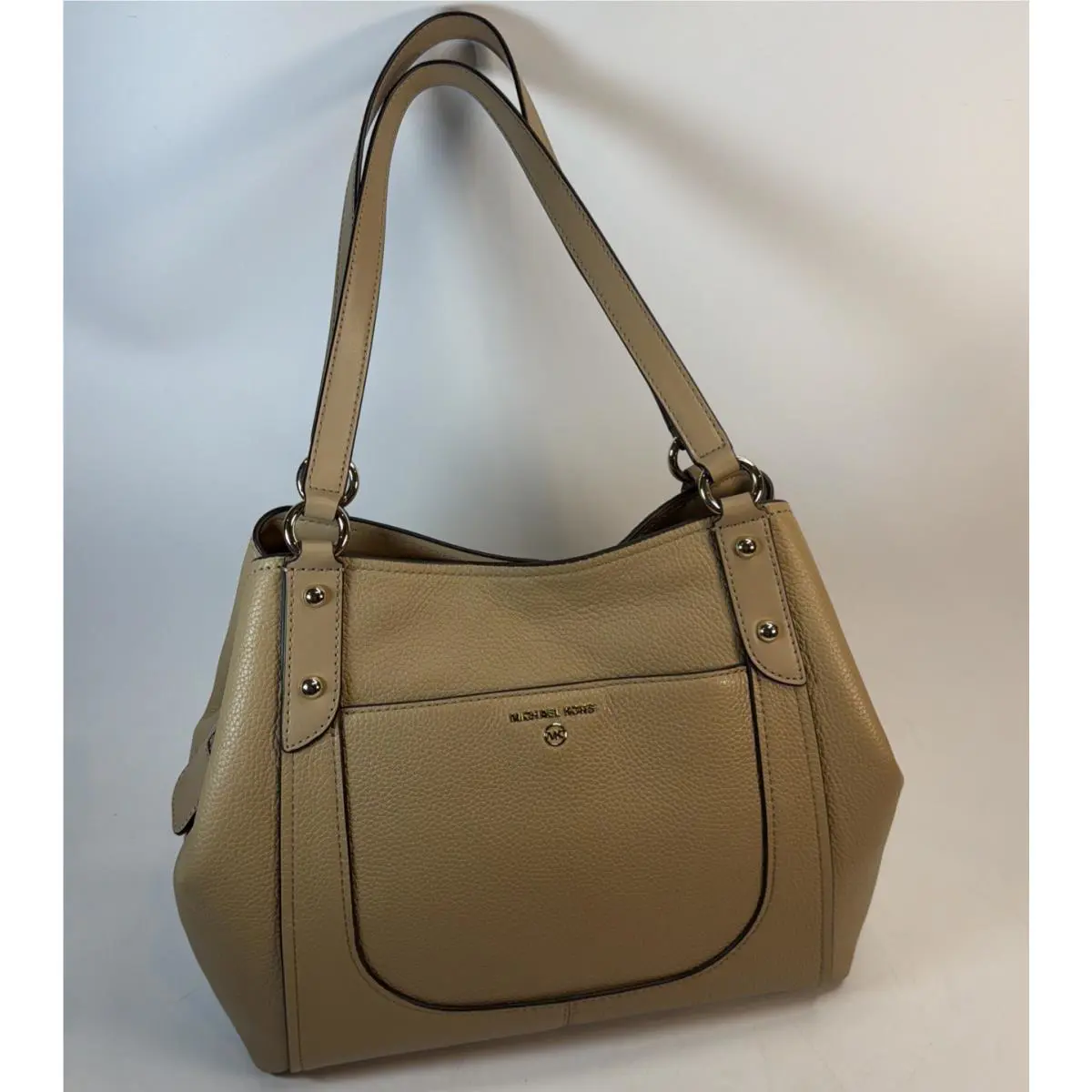 Michael Kors Molly Large Pebbled Leather Shoulder Tote Camel/gold