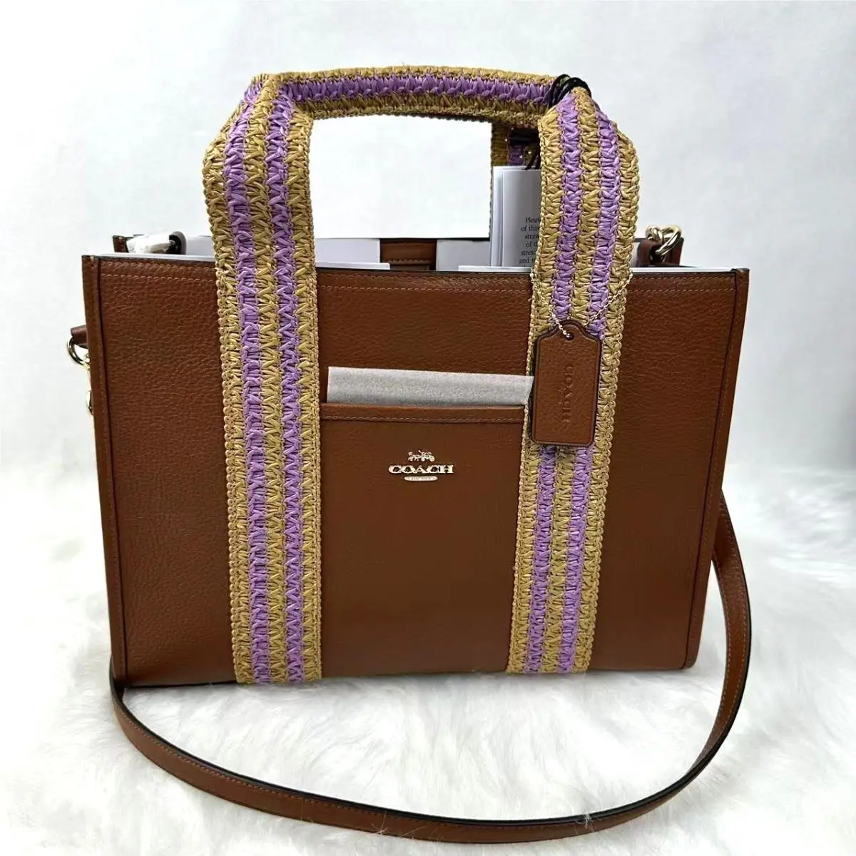 Coach Smith Tote Bag Crossbody In Leather/gold/redwood Multi CBG90