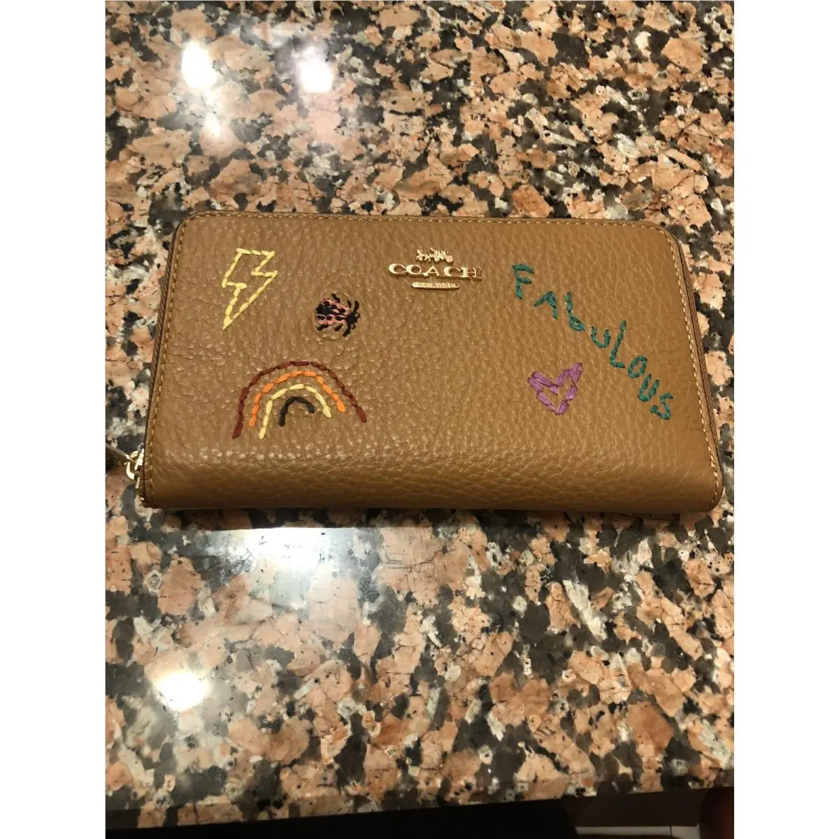 Coach Wallet Medium Id Zip with Diary Embroidery Brown Multi Zip Card Co