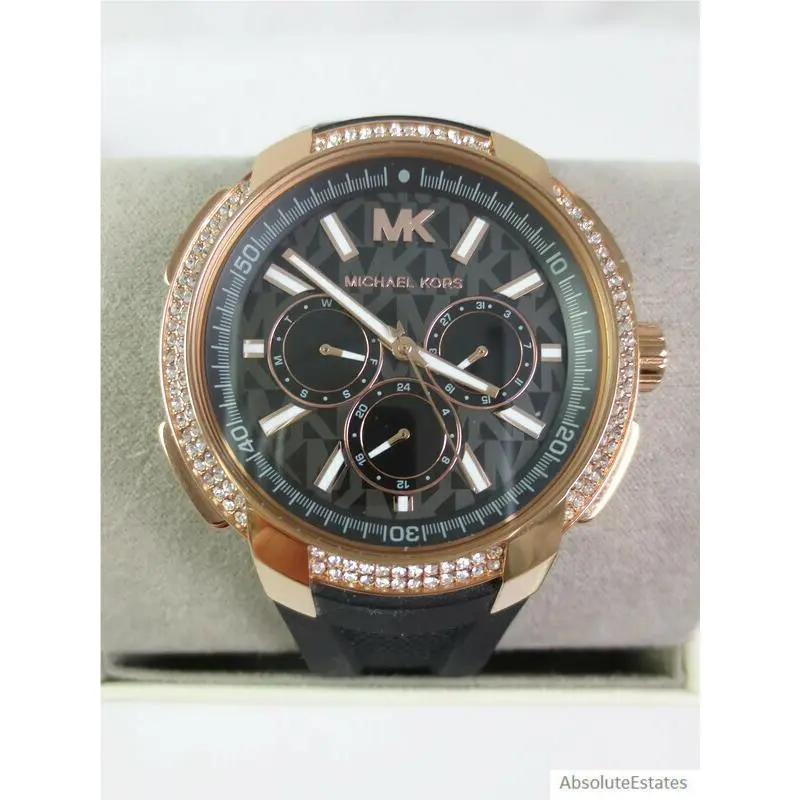 Michael Kors Oversized Sydney Pave Rose Gold Chronograph Silicone Watch MK7245