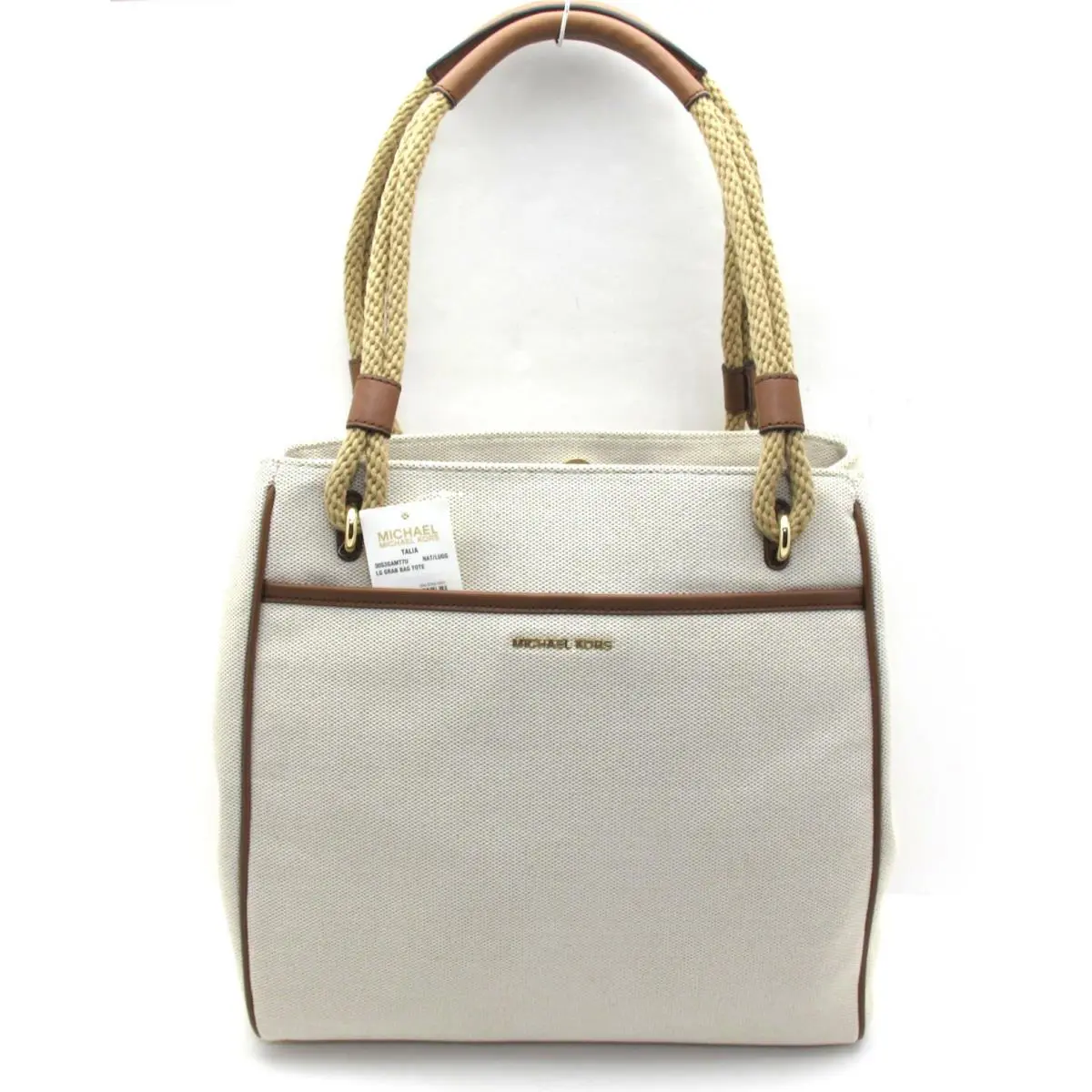 Michael Kors Talia Lg Canvas Grab Bag Tote Shoulder/hobo Natural Luggage