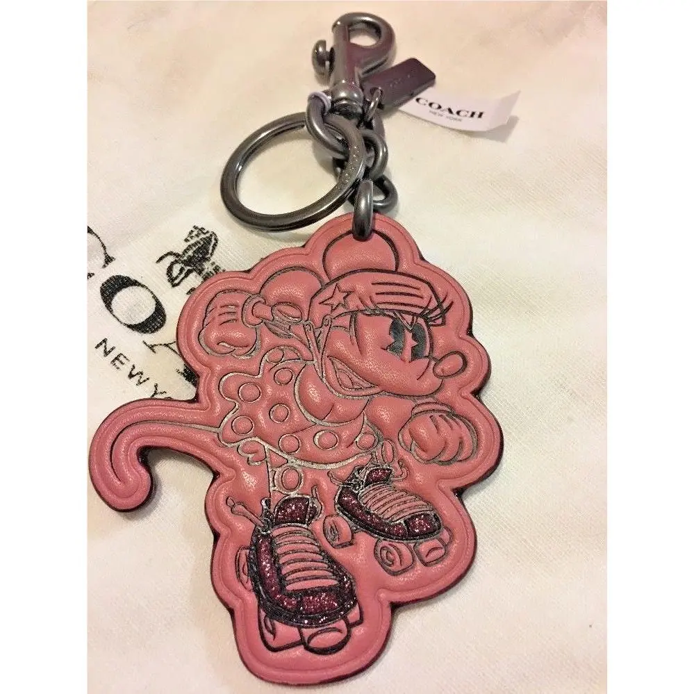 Coach Disney X Minnie Mouse Rollerskate Keychain in Dustbag Pink F27709
