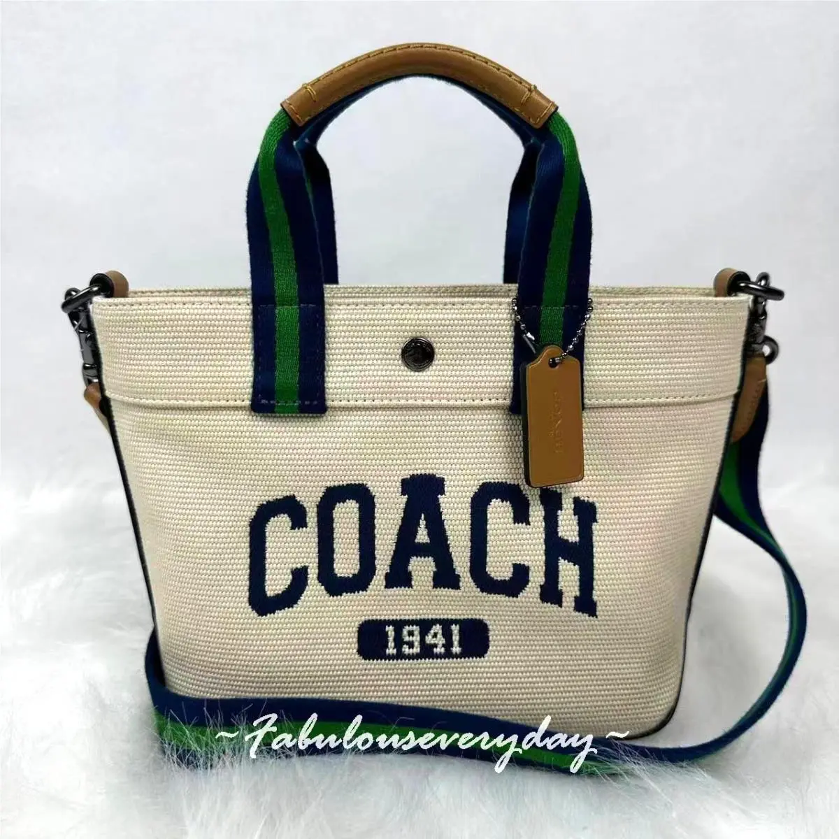 Coach Tote Crossbody Bag 20 with Coach Graphic In Canvas/natural Multi CBK29