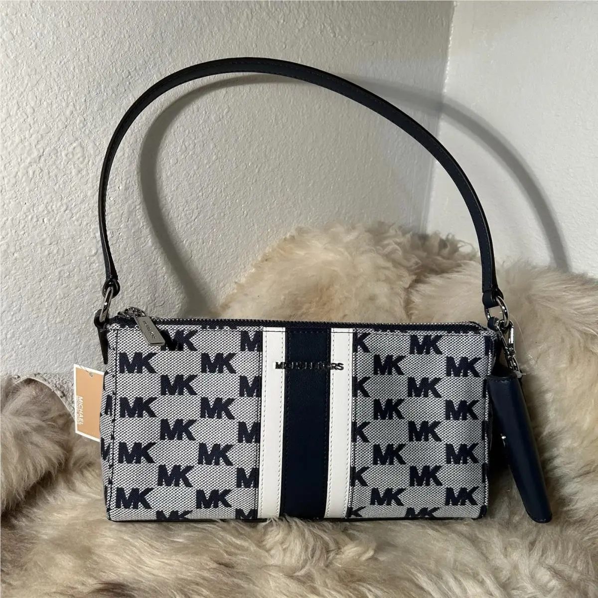Michael Kors Vincent Med Pouchett with Snap Case - Navy