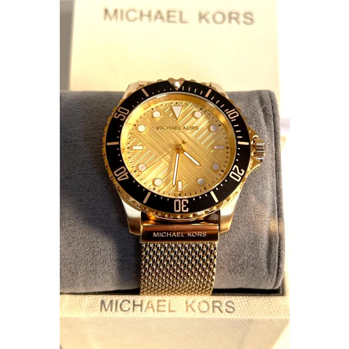 MK9083 Everest Gold-tone S/steel Mesh Mens Watch Bnwt/gift Box by Michael Kors