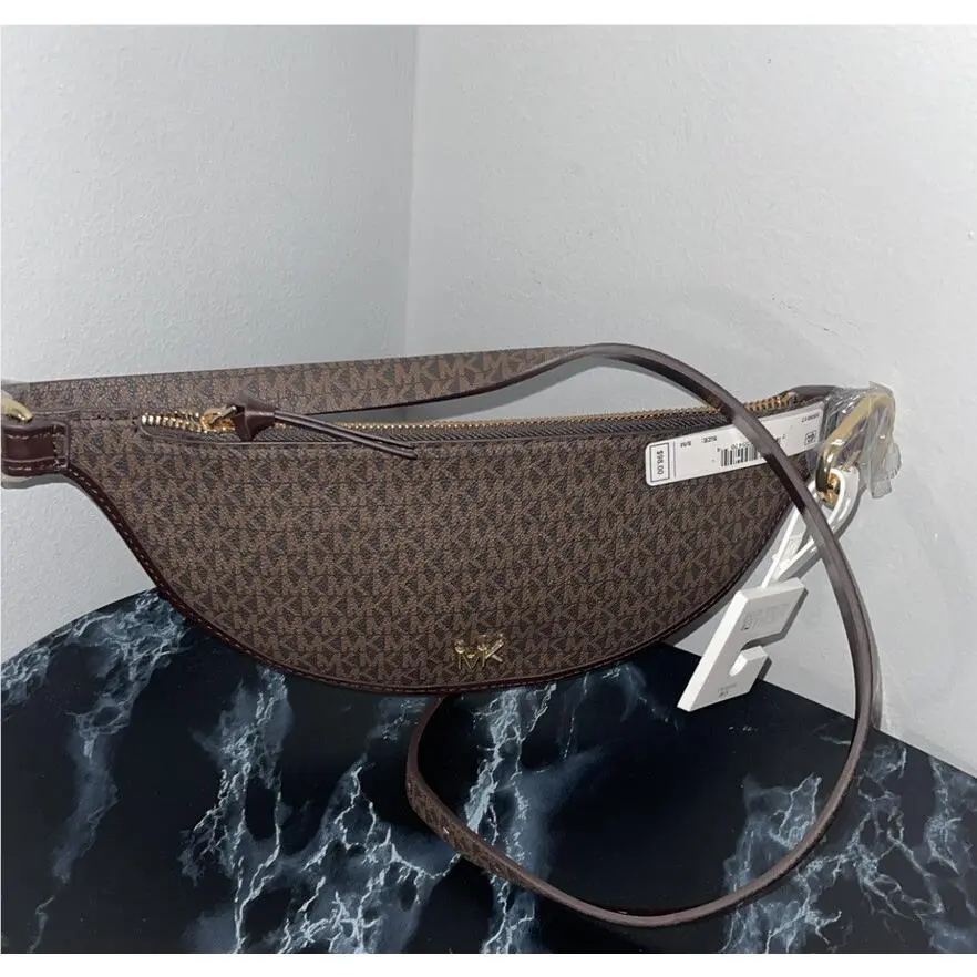 Michael Kors Reversible Leather Fanny Pack Belt L/xl Brown Gold
