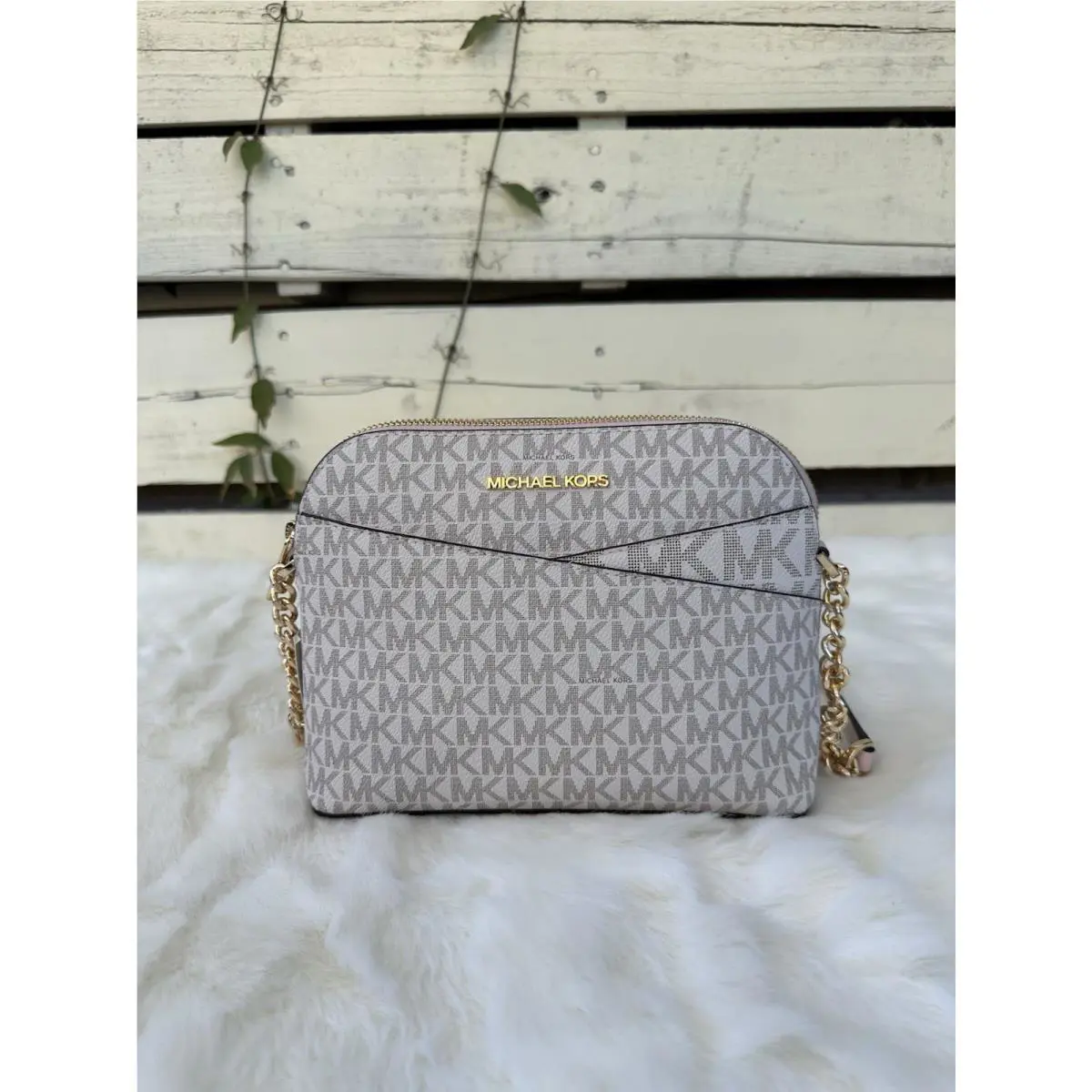 Jet Set Medium Dome Signature Crossbody Powder Blush Multi by Michael Kors