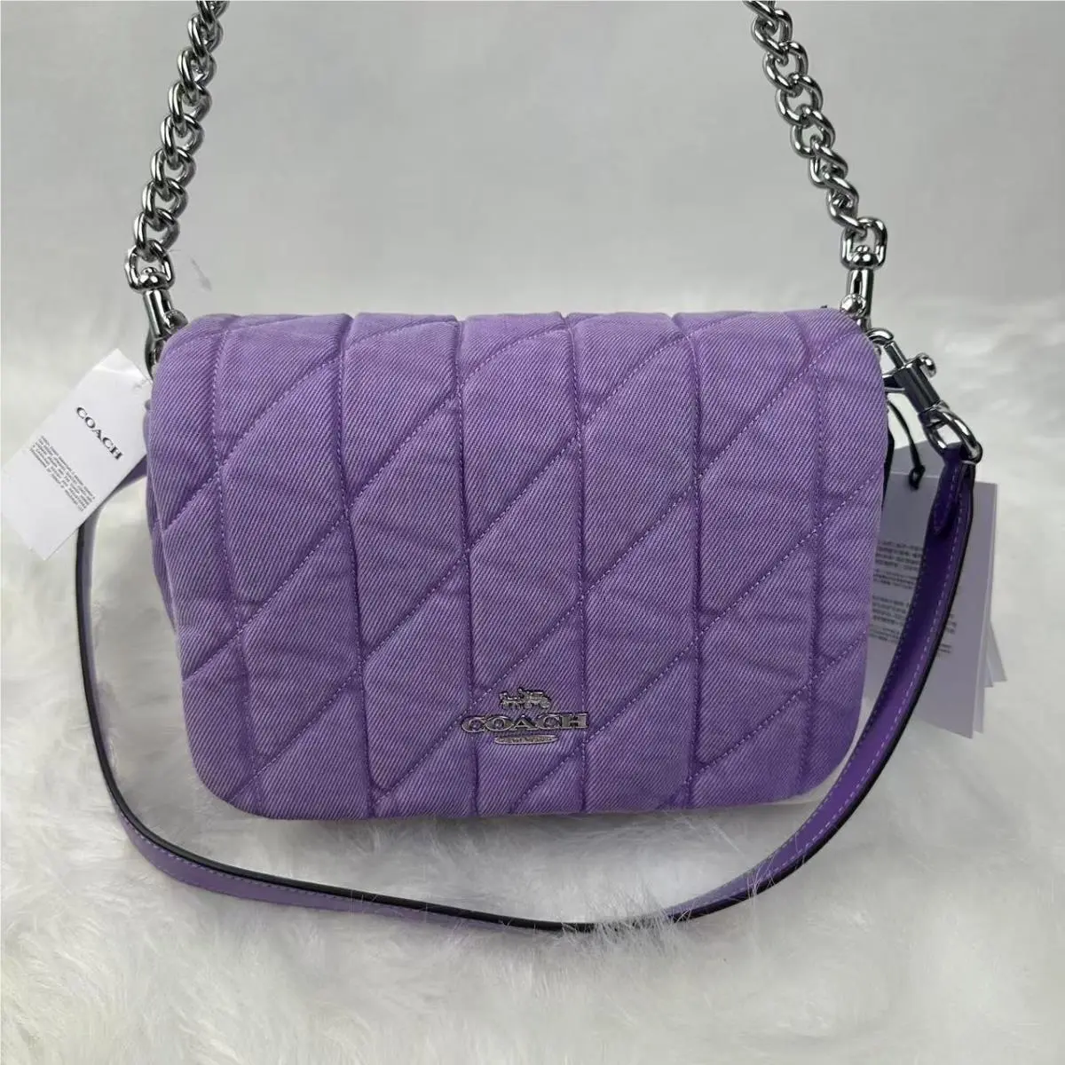 Coach Quinn Bag Shoulder/crossbody In Denim and Leather/silver/iris CBR15