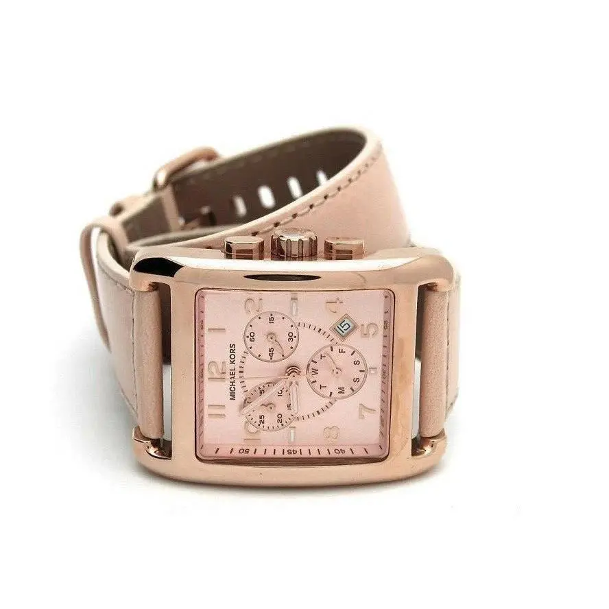 Michael Kors Davenport Rose Gold Blossom Double Wrap Around Leather Watch MK2225