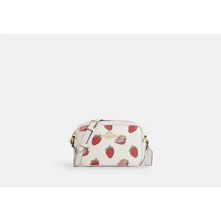 Coach Mini Jamie Camera Bag with Strawberry Print Chalk CBA80