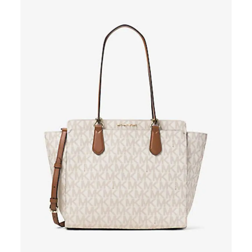 Michael Kors Dee Dee LG Signature Convertible Tote Shoulder Bag-vanilla 095