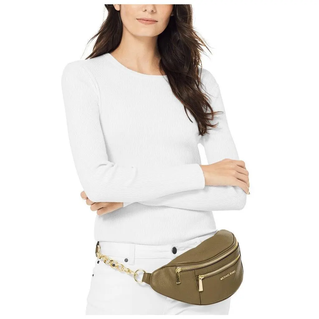 Michael Kors Mott Pebble Leather Belt Bag Fanny Pack Green Pistachio