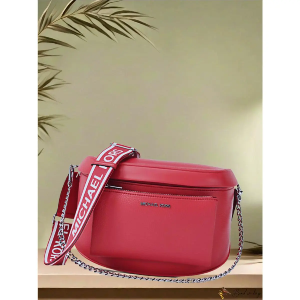 Michael Kors Slater Medium Chain Strap Sling Pack Crossbody Bag Purse Hibiscus