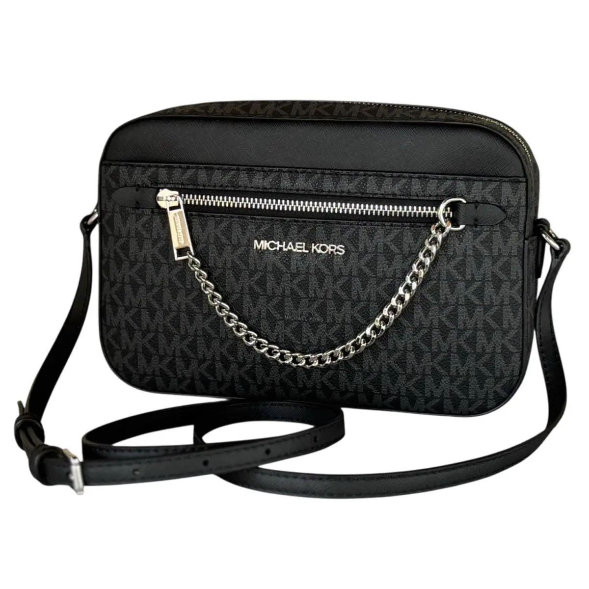Michael Kors Jet Set Item East West Zip Chain Shoulder Crossbody Bag MK Black